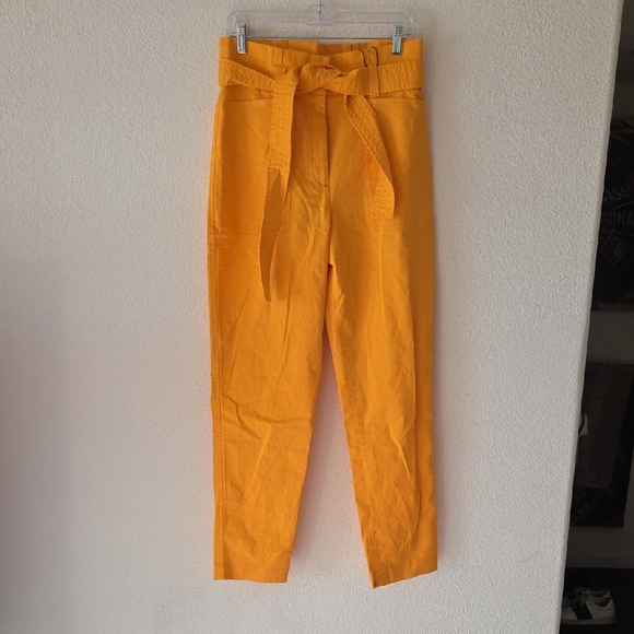 Express Pants - Express Women's Paperbag Waist Chinos in Yellow-Orange